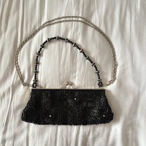 Elegant Black Beaded Clutch